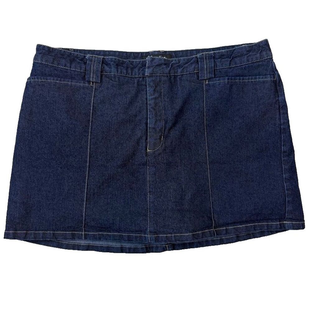 90s/Y2K Xhilaration Stretch Blue Jean Mini Skirt, 34 Inch Waist
